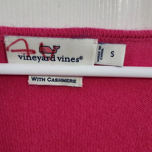 Vinyard vines wool Cashmere vneck sweater link barbiecore soft oversized Small - Picture 4 of 7